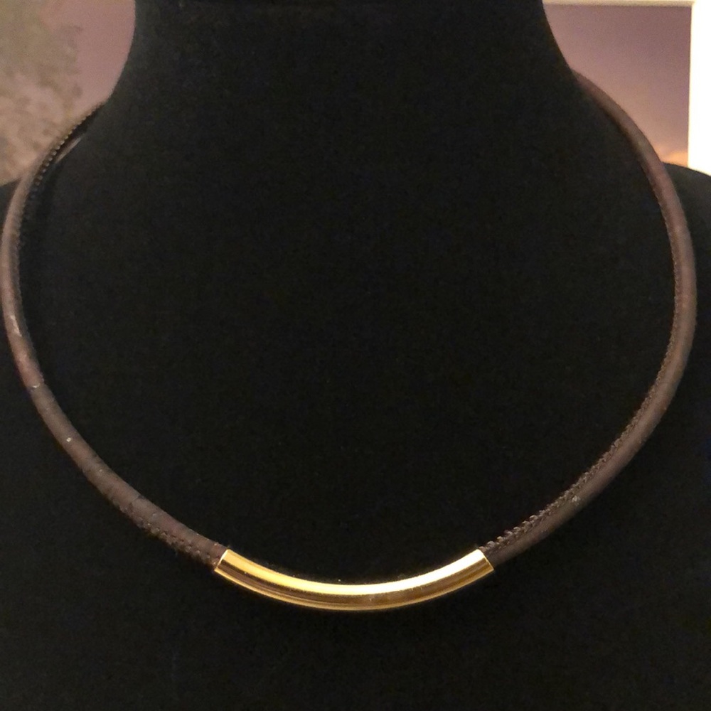 Espresso Vegan Leather Cork Necklace - Picture 3 of 4